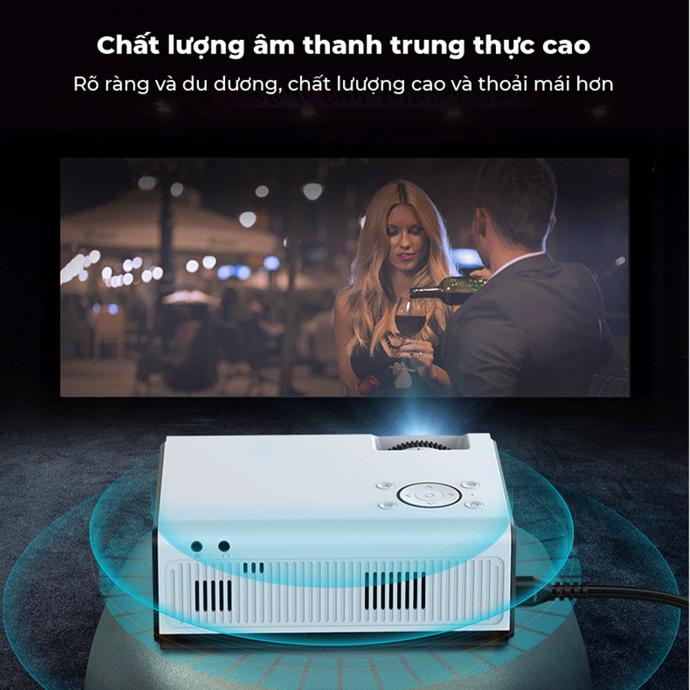 Máy chiếu phim mini kết nối Wifi 5G Bluetooth hình ảnh sắc nét HD 1080P 3D 4K phản chiếu từ điện thoại laptop cho gia đình giải trí dạy học văn phòng