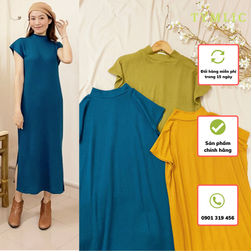 Đầm Len Midi Cổ 5cm 3 Màu TYMLIC
