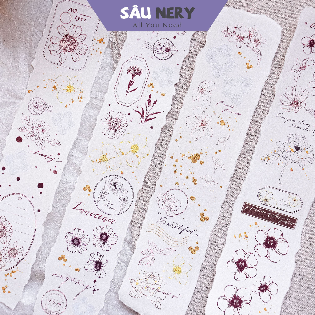 Sâu Nery - Băng dán trang trí PET tape hoa cúc Vol4 - Jenny Studio (100cm)