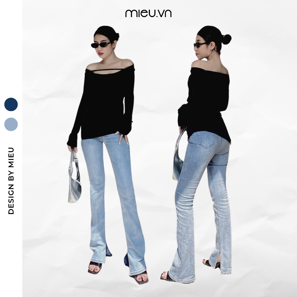 Quần jeans nữ ống pas ôm dáng thiết kế xẻ lai cá tính MIEU - JN18