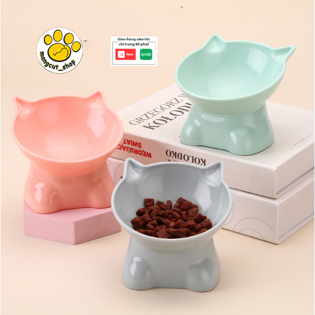 Bát ăn chống gù cho chó mèo đế cao 11.5cm , bát đựng thức ăn nước uống bảo vệ cổ cho thú cưng tai mèo