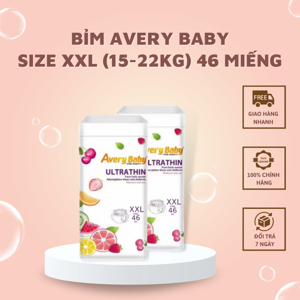 Bỉm Quần Prime Baby phân loại Avery Baby Size XXL 46 Miếng Nội Địa Trung Tiện Lợi Tiết Kiệm Chống Tràn Hiệu Quả