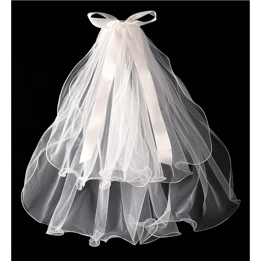 VL05-NV_Voan lúp cô dâu, khăn voan cài tóc đội đầu cô dâu 2 lớp có viền gợn sóng và cột nơ 45*60cm