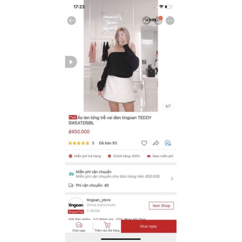 Pass Áo len lửng trễ vai Tingoan Teddy Sweater/BL