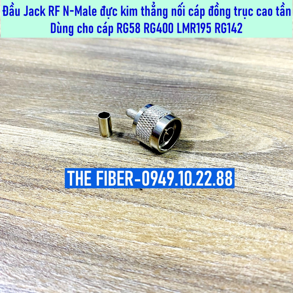 Đầu Jack N Male đực kim thẳng dùng cho cáp đồng trục RG58 RG400 RG142 LMR195