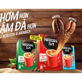 Nescafe rang xay đậm đà đỏ và đậm vị xanh 3 in 1 ( mẫu mới )