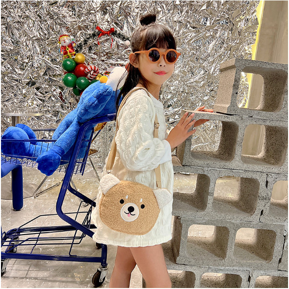 Túi chéo nữ đeo hông bằng bông xù mềm mại, túi vải gấu thỏ cute phong cách Ulzzang học sinh trẻ em đi chơi
