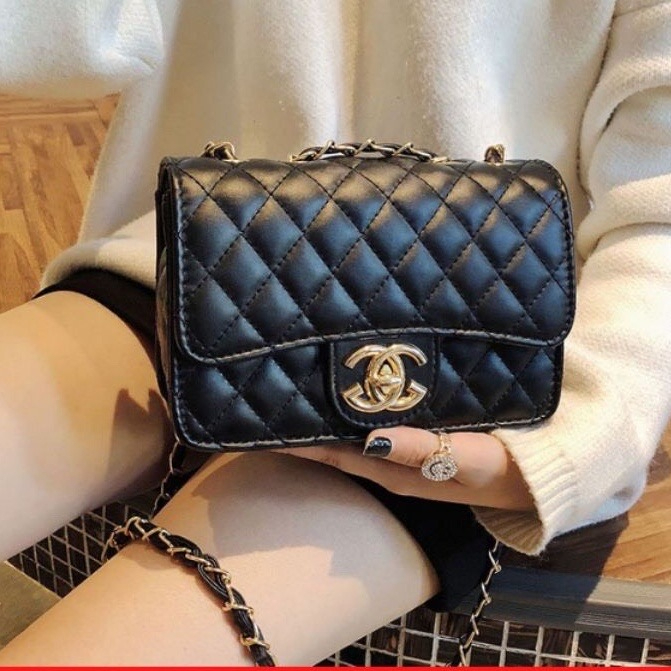 Túi xách nữ Chanel đeo chéo dây da pha xích-T043
