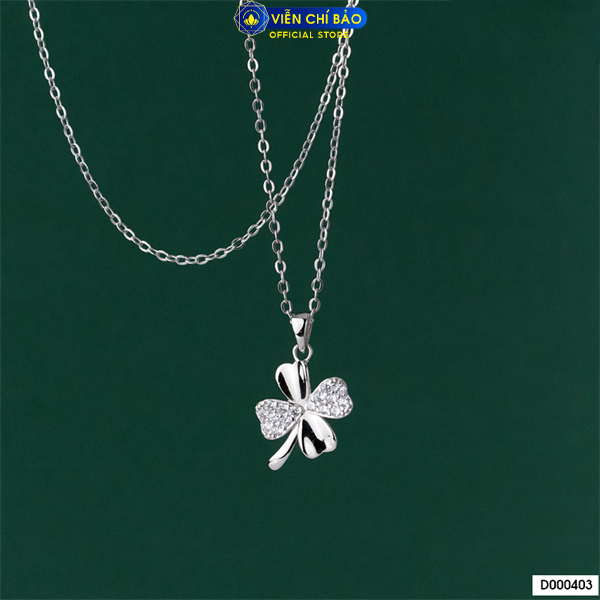 Dây chuyền cỏ 4 lá cách điệu chất liệu bạc Ý 925 thời trang phụ kiện trang sức Viễn Chí Bảo D000403