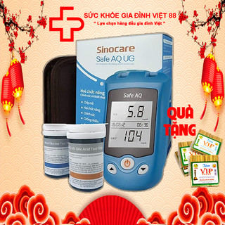 Máy đo Đường Huyết 2 Trong 1 Safe AQ UG + 50 que(axit uric,đường) +100 kim