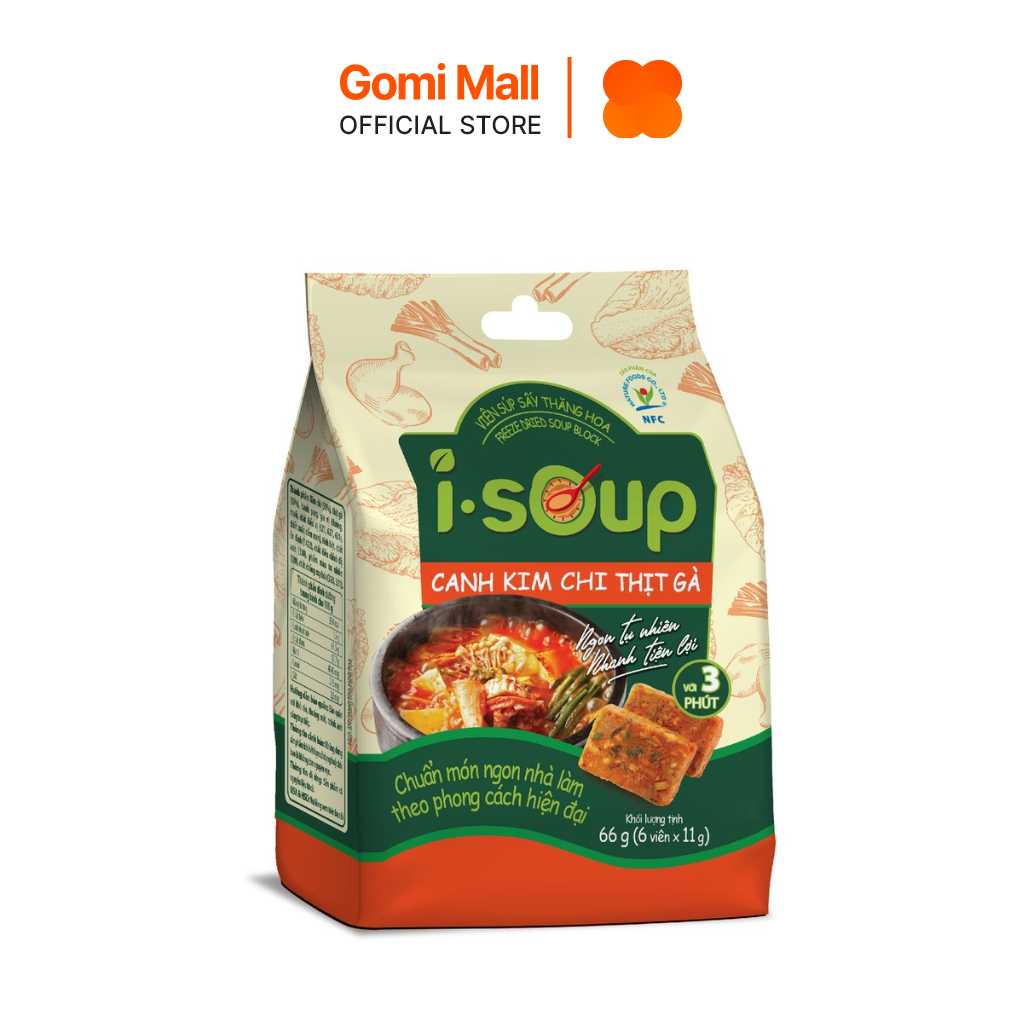 Canh kim chi thịt gà ăn liền I-SOUP 66g túi 06 viên Gomi Mall