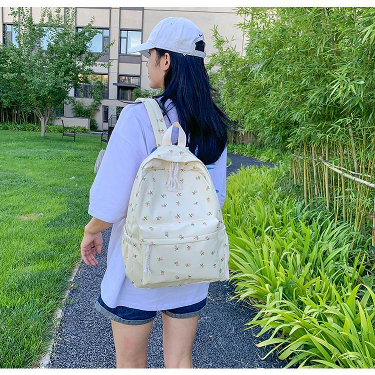 Balo đi học hoa nhí vintage trắng nhiều ngăn vừa laptop vải dù chống thấm phong cách ulzzang unisex BAL25 Zavana