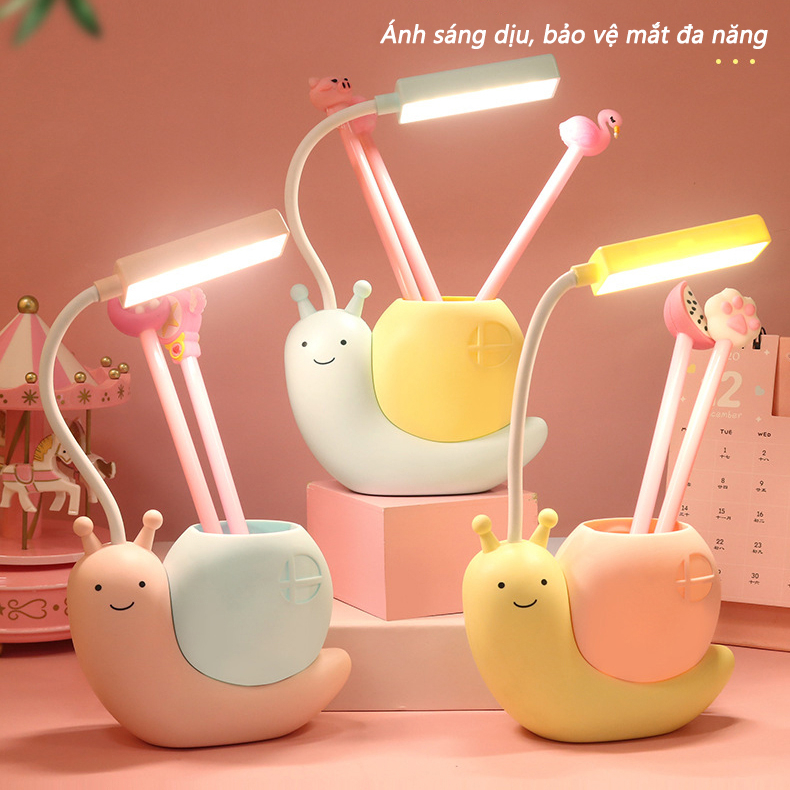 Đèn Học Đèn Học Tích Điện Chống Cận Hình Ốc Sên Mini Cho Bé Xoay 360 ° SN38