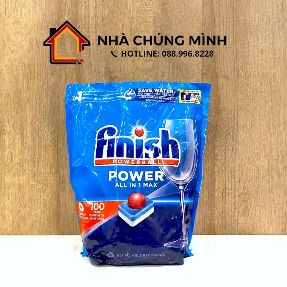 Viên rửa chén bát Finish All In One Max 100 viên, 30 viên 10 chức năng cho máy rửa bát