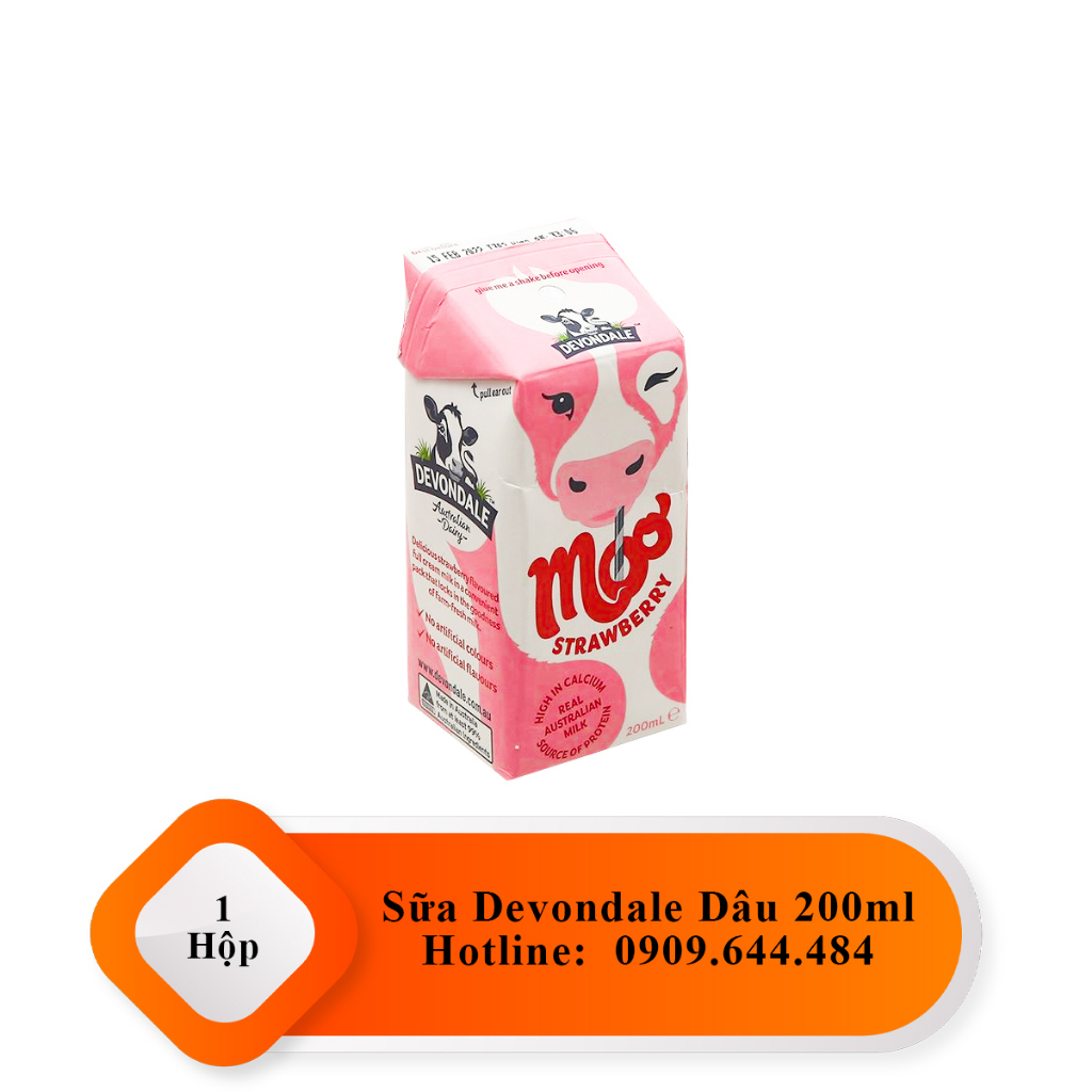 Hộp Sữa Devondale Dâu 200ml - Devondale Moo