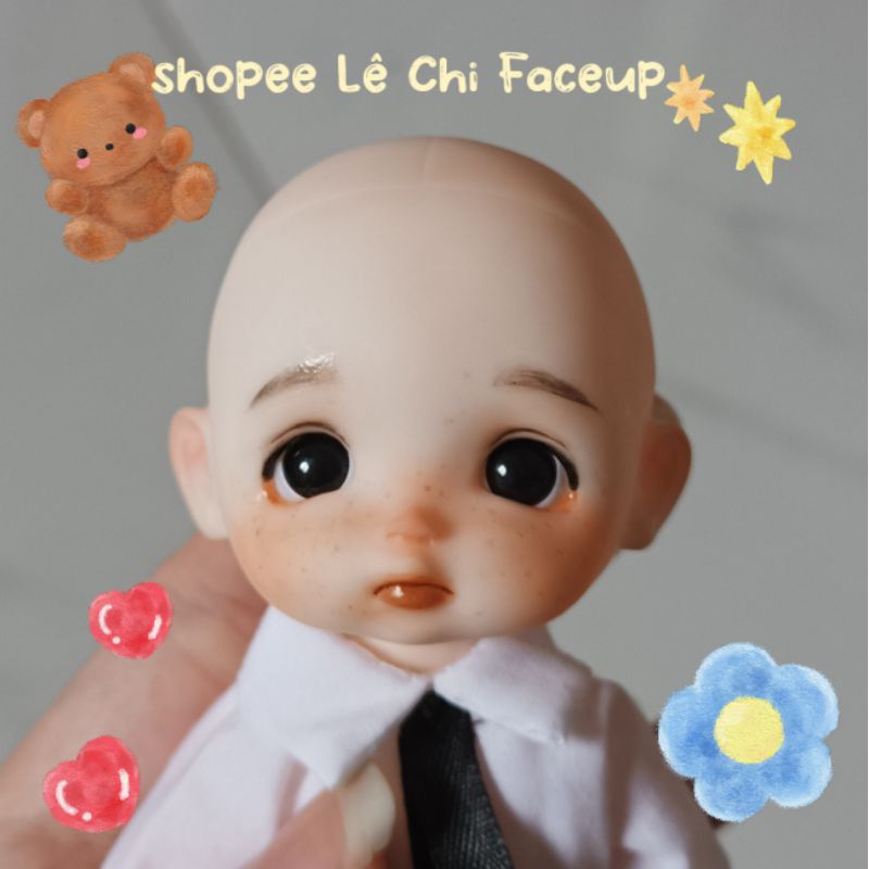 Head baboliy đã faceup, OB11 1/8 Fu theo yêu cầu, wig tóc riêng. Búp bê 1/8 16cm