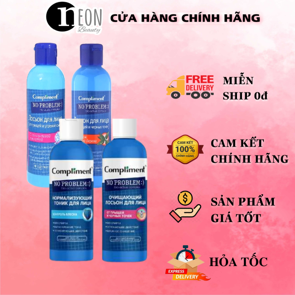 Toner BHA Compliment No Problem làm sạch sâu, kiềm dầu, giảm mụn, mờ thâm 200ml - NEON BEAUTY