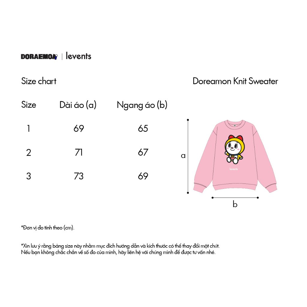 Áo Sweater Len Levents Doraemon/ Pink