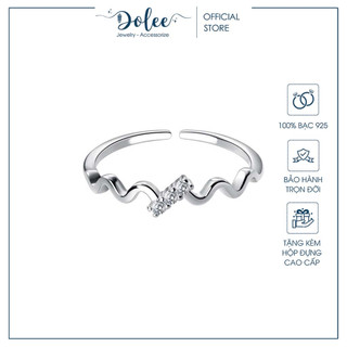 Nhẫn bạc nữ sóng đính đá sang trọng, nhẫn nữ bạc 925 phụ kiện trang sức DoLee Silver