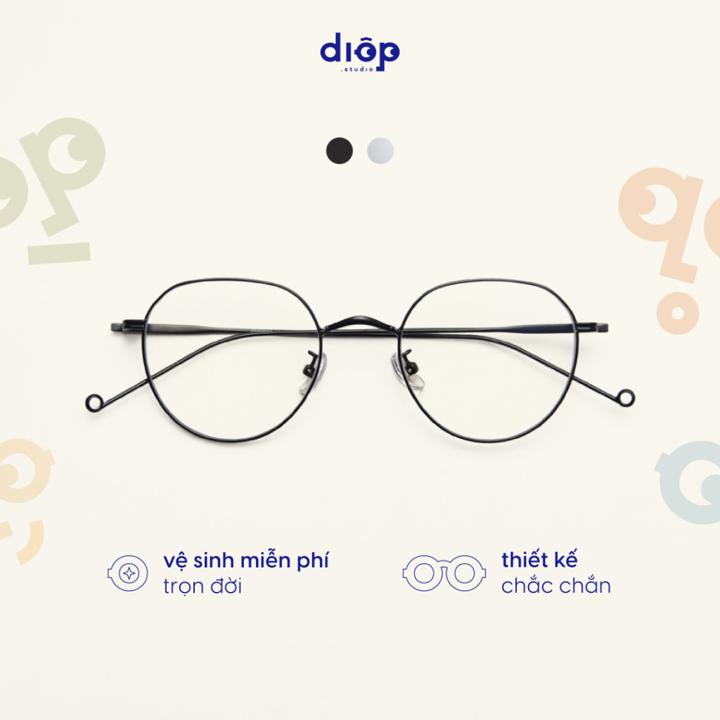 Gọng Kính Cận Tròn Nhẹ Mặt 2 Nam Nữ Đi Ốp Diop Studio Chất Liệu Nhựa Acetate
