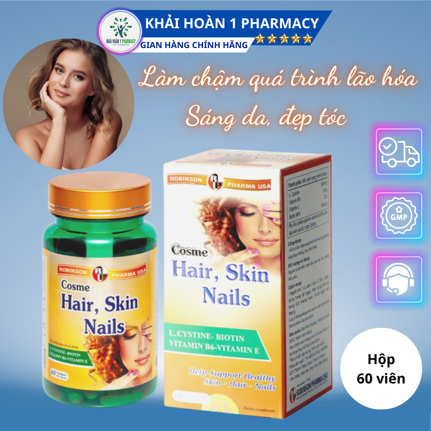 Viên uống COSME HAIR, SKIN,NAILS giúp làm chậm quá trình lão hoá, da sang đẹp, móng ,tóc chắc khoẻ - Hộp 60 viên
