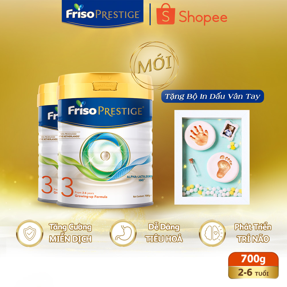 [Tặng Bộ In dấu vân tay] Combo 2 lon Sữa Dinh Dưỡng Công Thức Friso Prestige 3 700g/lon (Dành cho trẻ từ 2-6 tuổi)