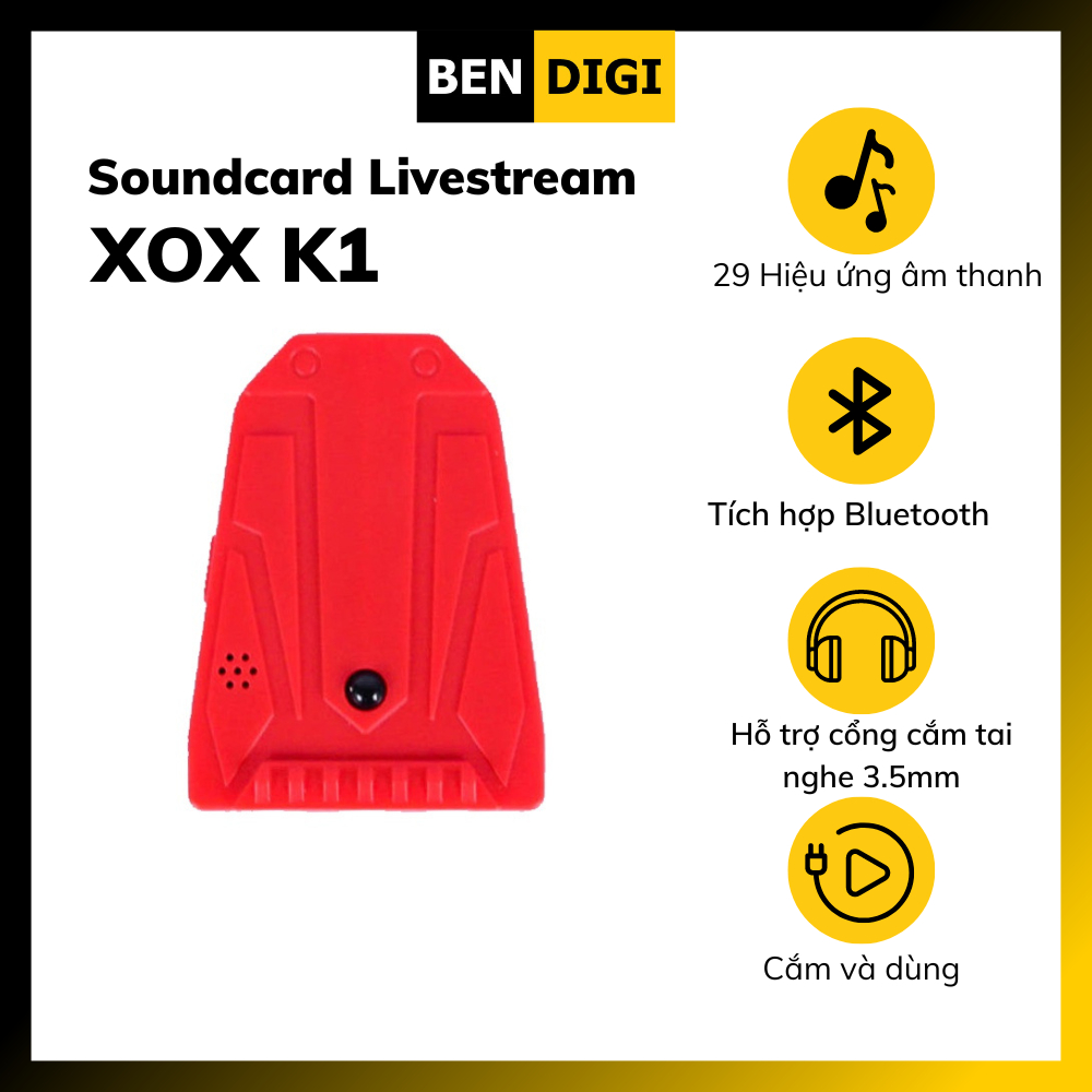 Sound card livestream XOX K1 29 hiệu ứng kèm remote - Hàng chính hãng
