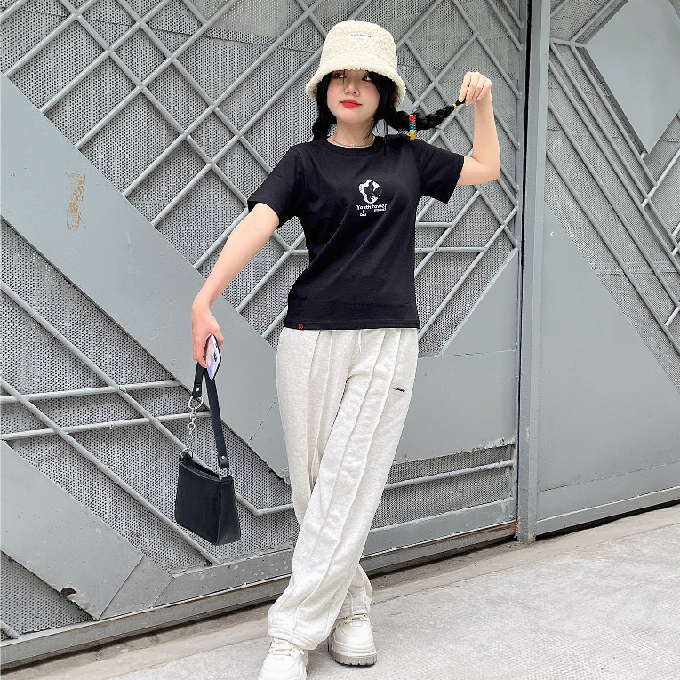 Áo Thun Nữ Baby Tee Tay Ngắn Form Vừa Họa Tiết Mèo Thêu "Youth Cats" 250gsm Local Brand | YOUTH POWER