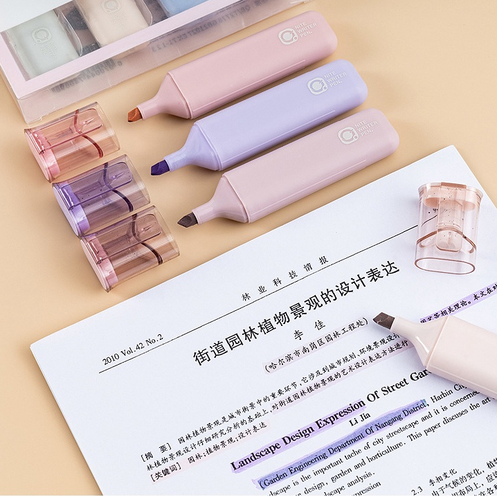 <Video Review> Set 4 Bút Dạ Dánh Dấu Cỡ To Dáng Béo Màu Pastel Morandi Xinh Xắn G015