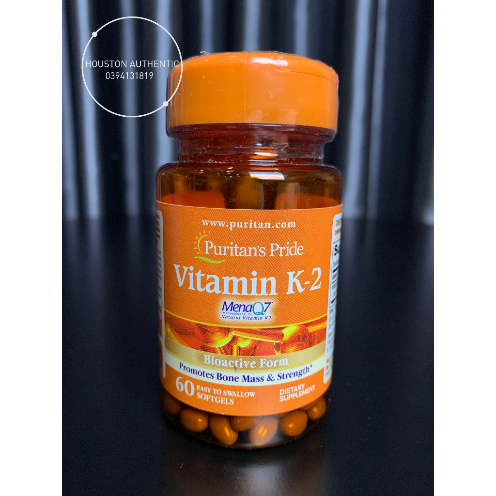 Viên uống bổ sung Vitamin K2 Puritan’s Pride Vitamin K2 50mcg MenaQ7 60 Softgels