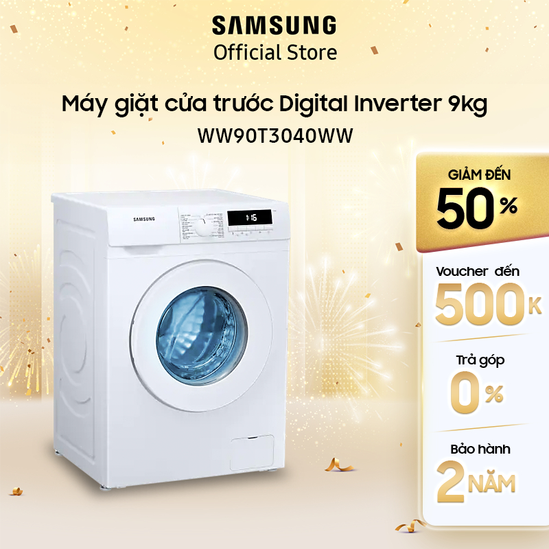 Máy giặt Samsung cửa trước Digital Inverter 9kg - WW90T3040WW - Miễn phí lắp đặt