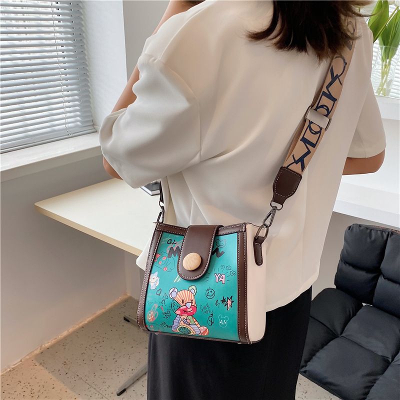 Túi đeo vai nữ da PU cao cấp HV23 hình dễ thương dây bản to - túi đeo chéo nữ PU