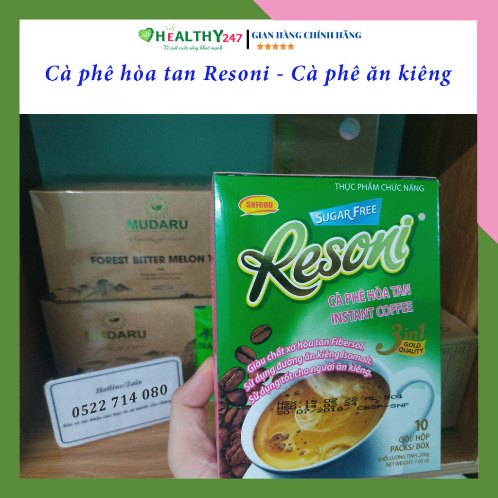 Cà phê dành cho người tiểu đường, ăn kiêng Resoni hộp 200g