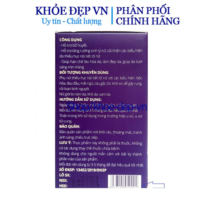 Viên uống đẹp da Sâm tố nữ Bio Queen Pluss trắng da giảm lão hóa , ngừa nám tàn nhang hộp 30 viên