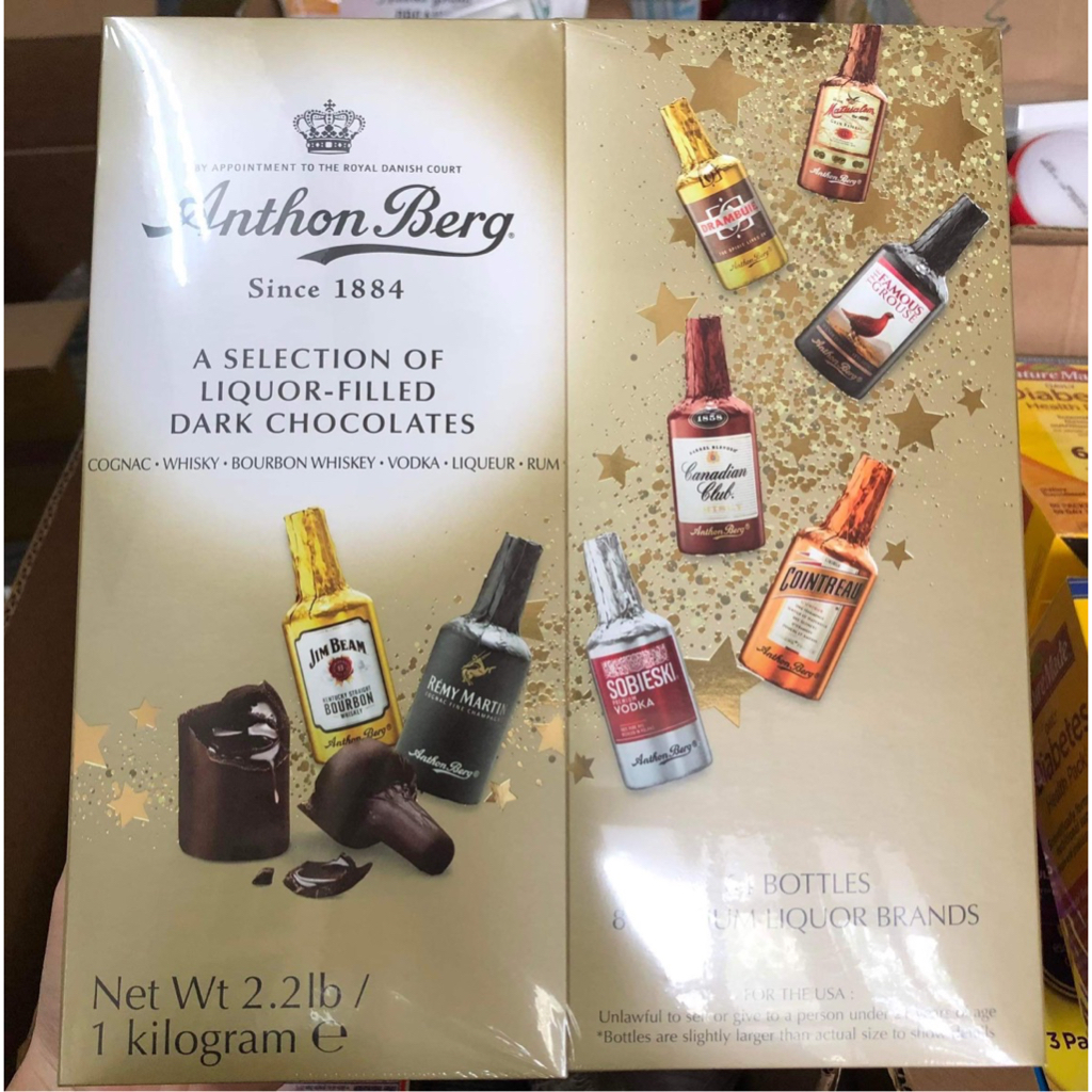 ￼Sô cô la 64 chai Anthon Berg A Selection of Liquor-Filled Dark Chocolates 1kg -  Mỹ