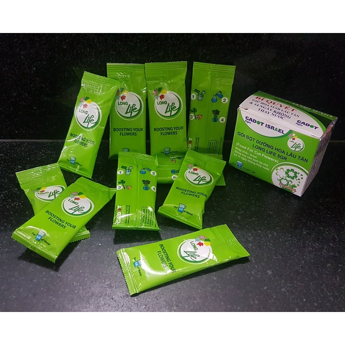 Longlife nhập khẩu Israel dạng bột pha nước dưỡng hoa lâu tàn 1gói nhỏ 5gr