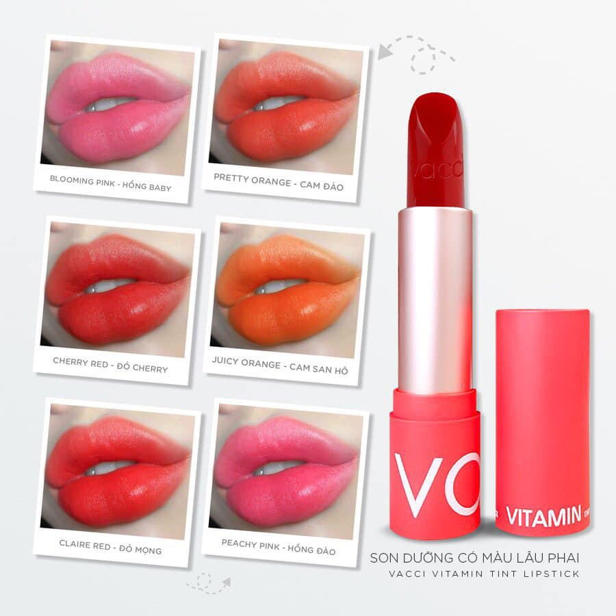 Son Dưỡng Môi Có Màu Lâu Phai Vacci Vitamin Tint Lipstick  mẫu mới nhất 2023