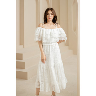 Đầm maxi ren lửng trễ vai mới nhất