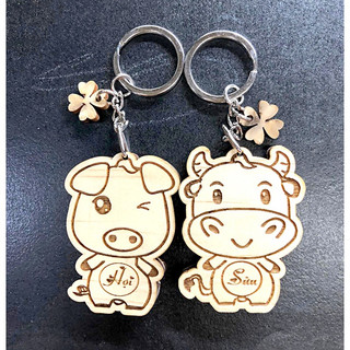 Móc khóa gỗ mini treo balo cho các bé