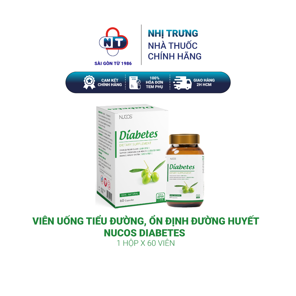 Viên uống tiểu đường, ổn định đường huyết Nucos Diabetes hộp 60 viên