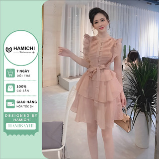 Váy Tiểu Thư Thiết Kế Xếp Ly  HAMICHI_FASHION, Váy Tiểu Thư Sang Chảnh Sang Trọng Chất Liệu Mềm Mại