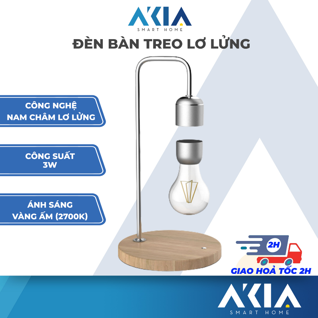 Đèn bàn lơ lửng Akia, Levitating Lamp - Thiết kế độc đáo, trang trí bàn làm việc, phòng ngủ, ánh sáng vàng nhẹ dịu