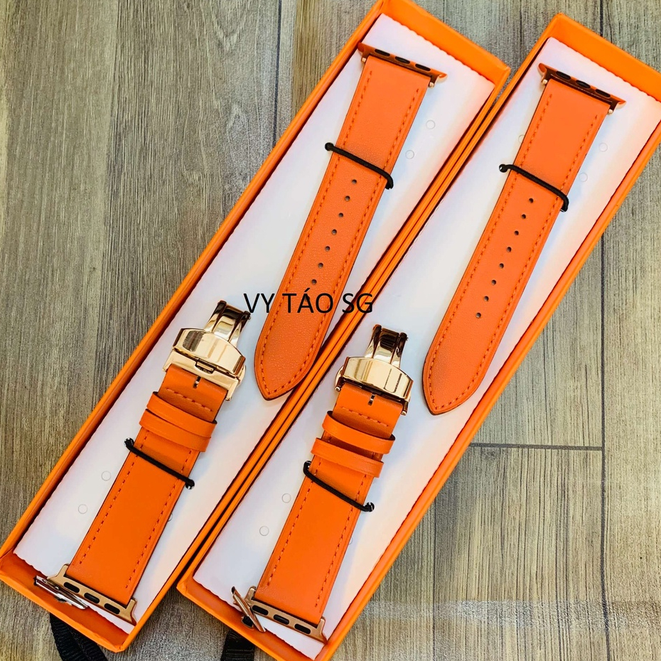 Dây Da HM Cam Cao Cấp Khoá Bướm Dành Cho Đồng Hồ Thông Minh