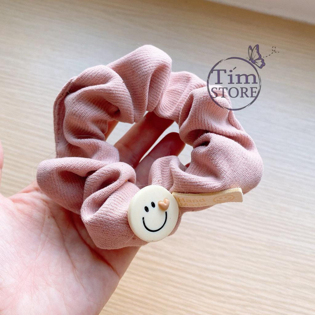 Dây cột tóc scrunchies vải dày đẹp tông hồng nude nhẹ nhàng TIMSTORE