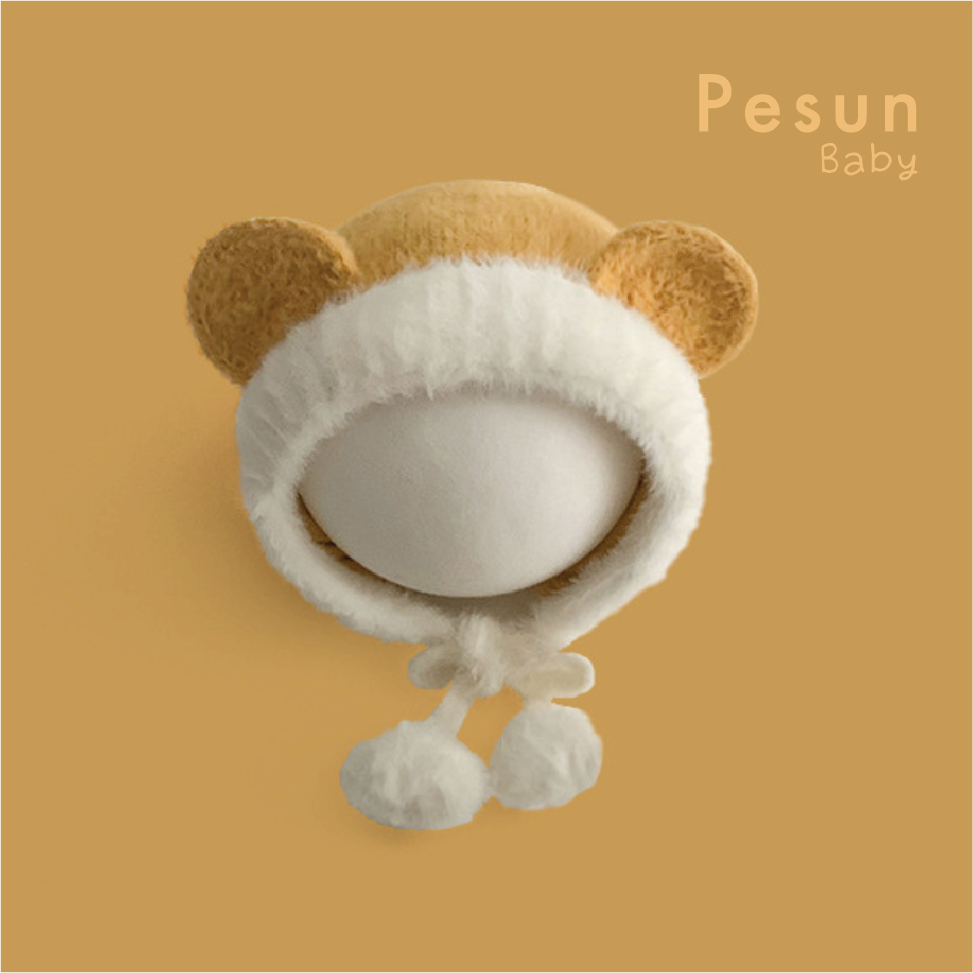 Nón Len Bông Đính Tai Gấu Giữ Ấm Cho Bé