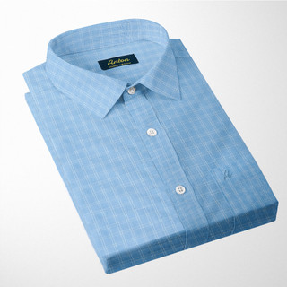 Áo Sơ Mi Nam Công Sở Trung Niên Anton Somianton Ngắn Tay Họa Tiết Kẻ Caro Màu Xanh Vải Cotton - NC160