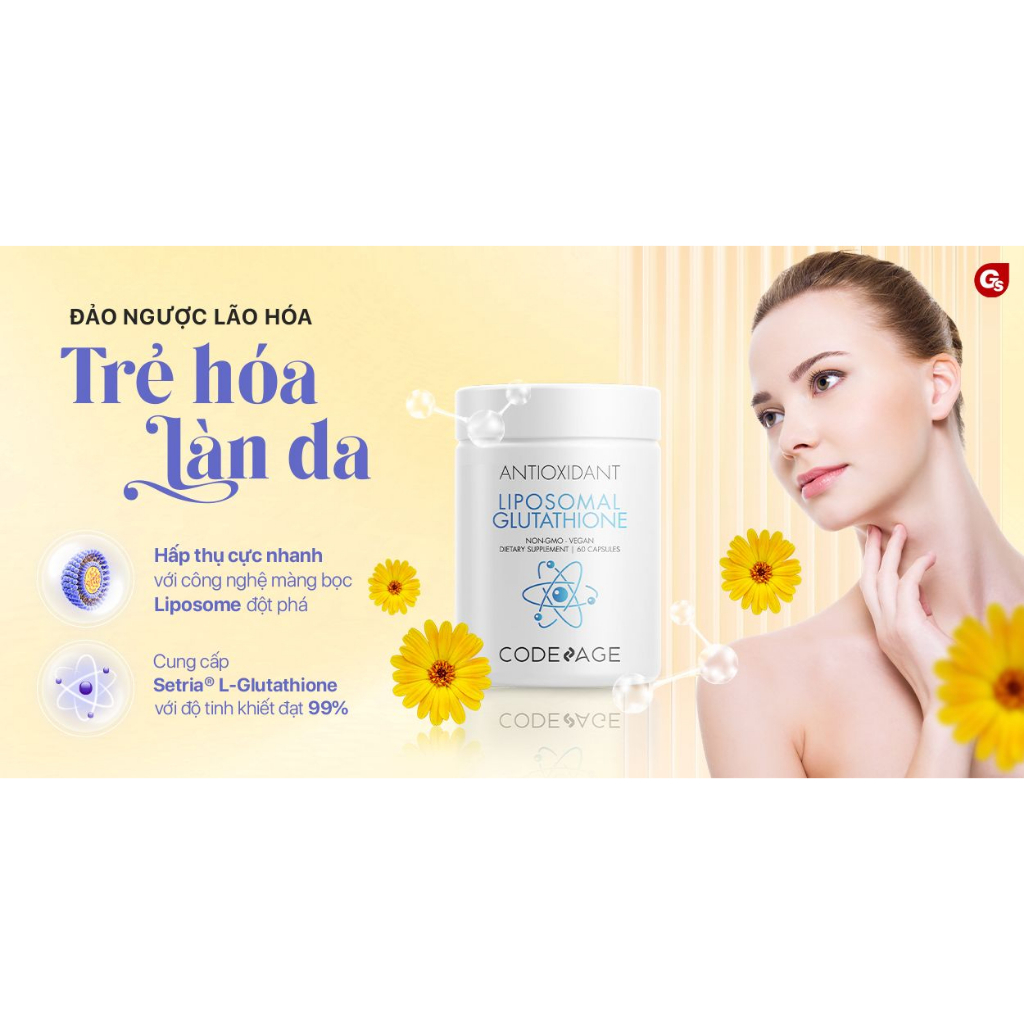Viên uống chống lão hóa, trẻ hóa làn da Code Age Liposomal Glutathione, 60 Capsules nhập khẩu Mỹ - Gymstore