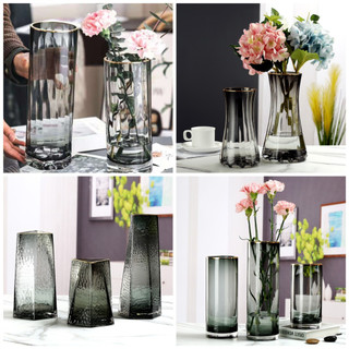 Bình hoa thủy tinh viền vàng decor phòng ngủ và trang trí phòng khách sang trọng