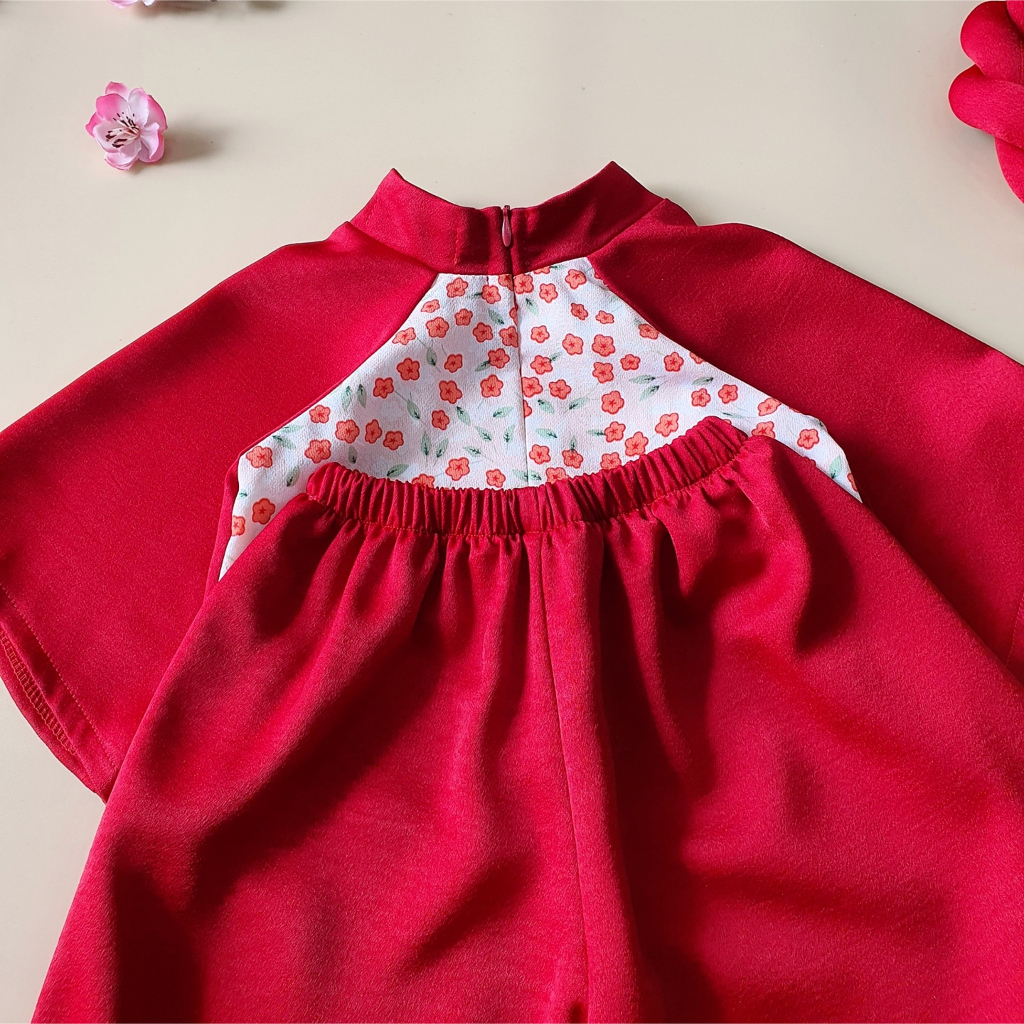 Áo dài cách tân lụa MẸ VÀ BÉ GÁI RIOKIDS kèm mấn diện Lễ Tết, chụp ảnh - AD6