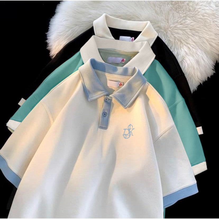 Áo POLO Unisex phối logo DK - Áo cổ bẻ chất Cotton CÁ SẤU mềm và mát